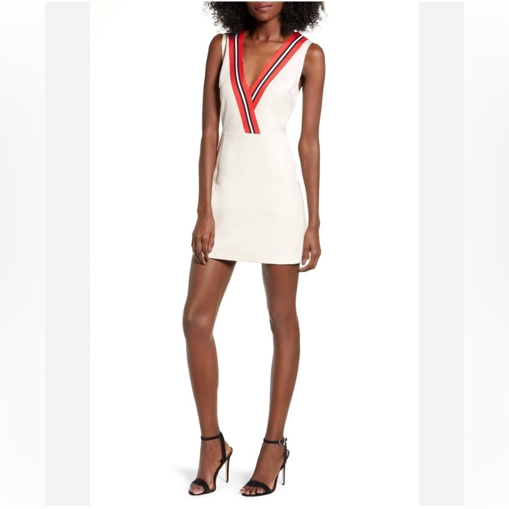 English Factory SLEEVELESS VARSITY STRIPE DRESS IN WHITE Women’s Size XS NWT